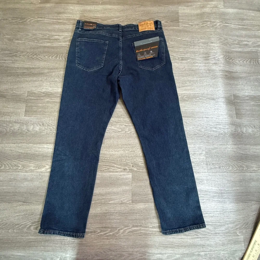 Weatherproof Vintage Mens Cyclone Slim Fit Jeans Harbor Rinse 34x30 NWT Stretch